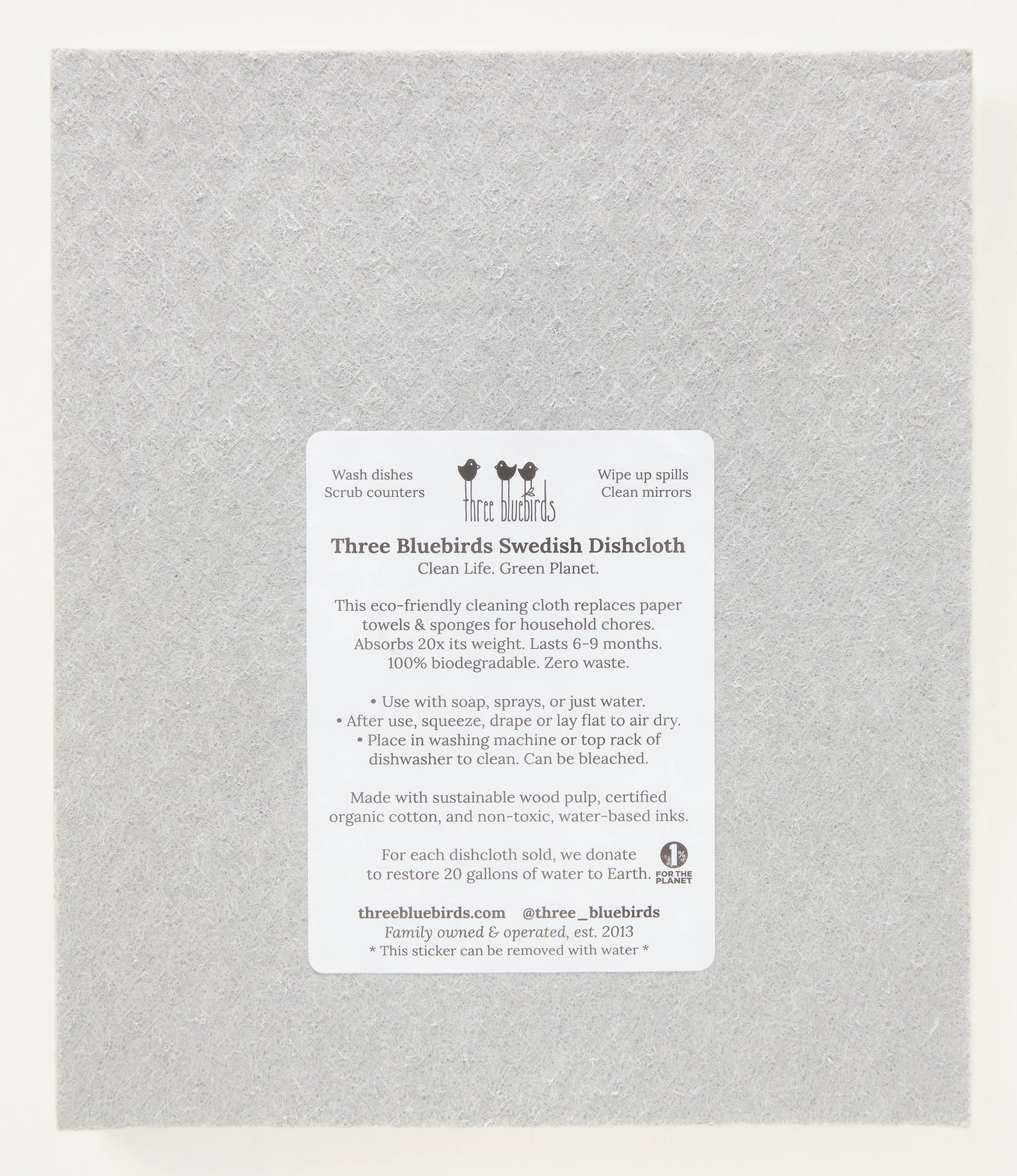 Back of Grey Swedish Dishcloth