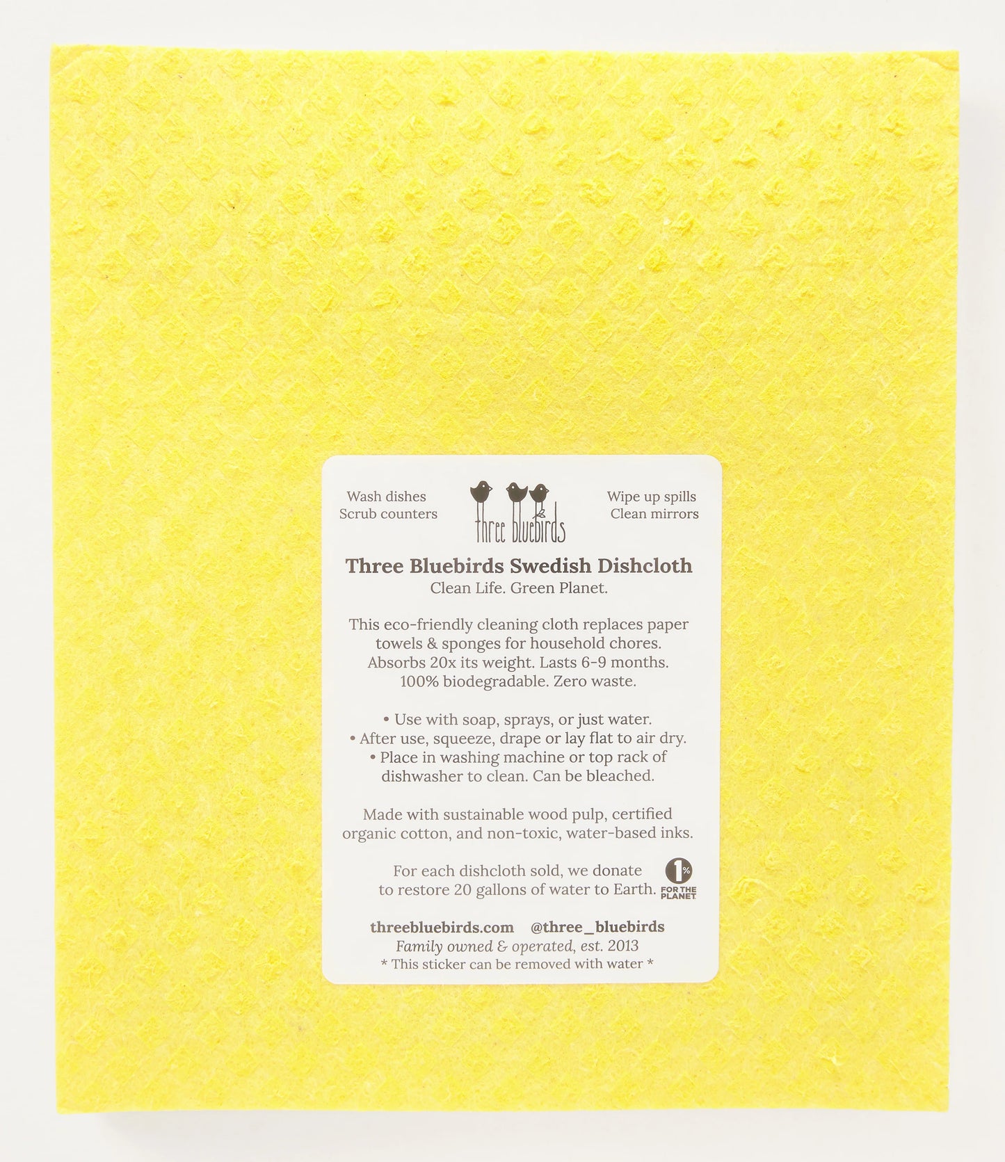 Back of Yellow Swedish Dishcloth