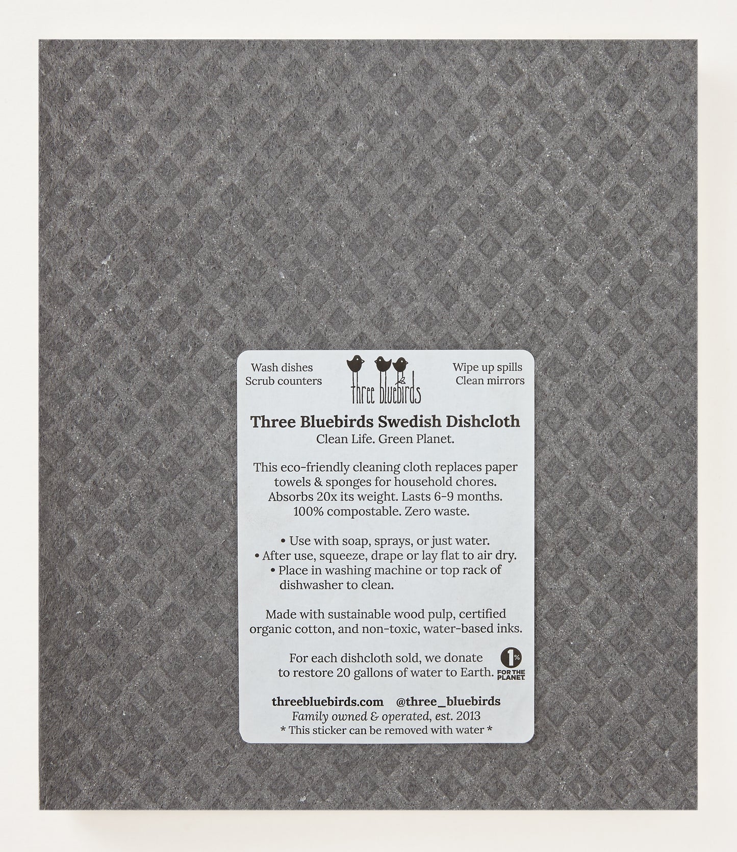 Flower Patch on Graphite Swedish Dishcloth