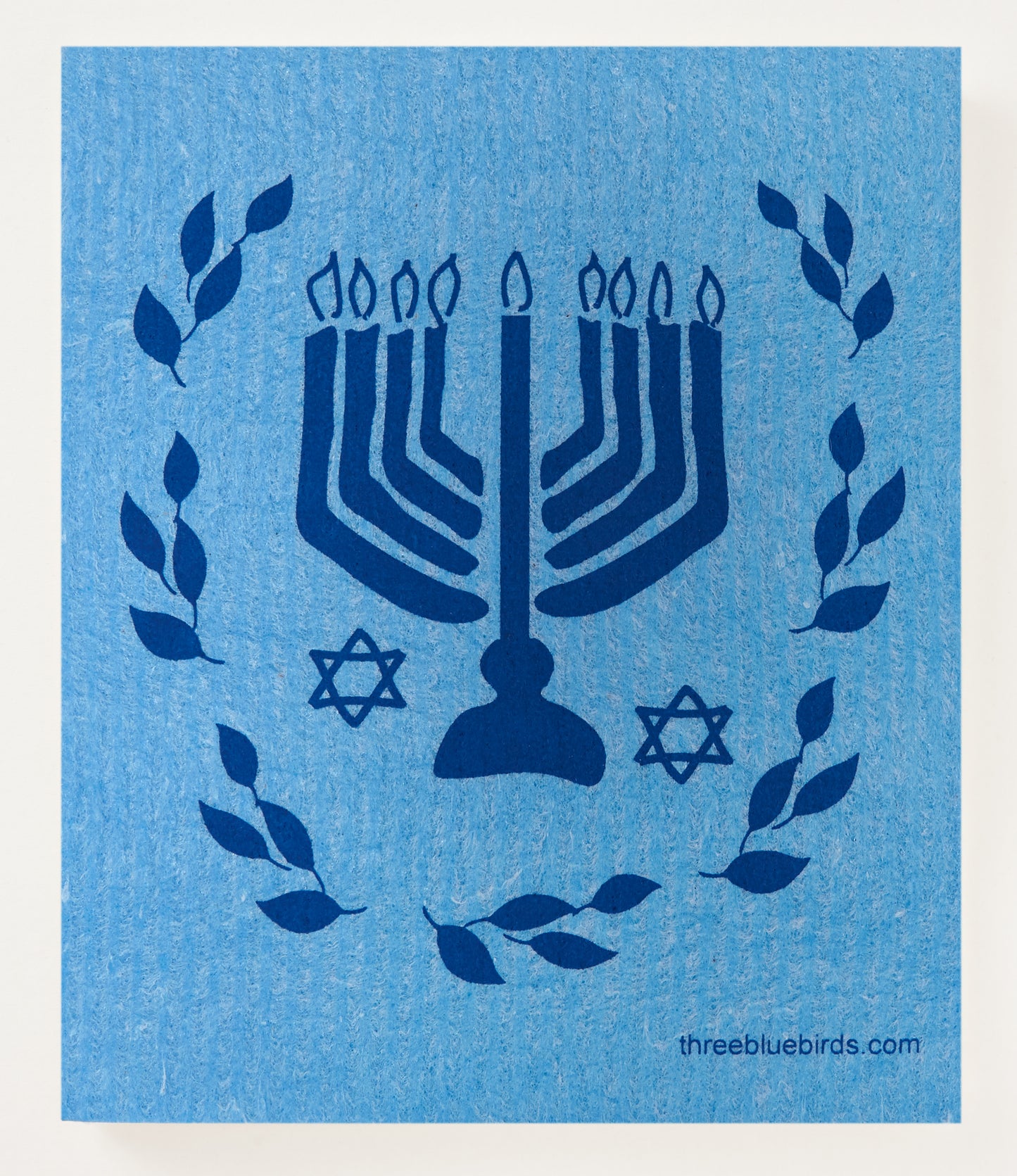 Hanukkah on Blue Swedish Dishcloth