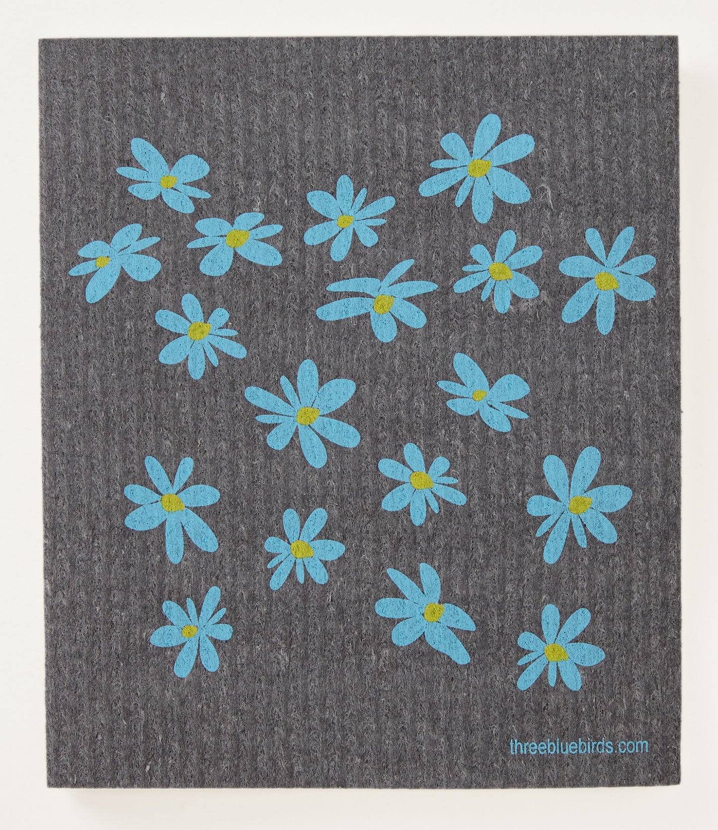 Perky Posies on Graphite Swedish Dishcloth