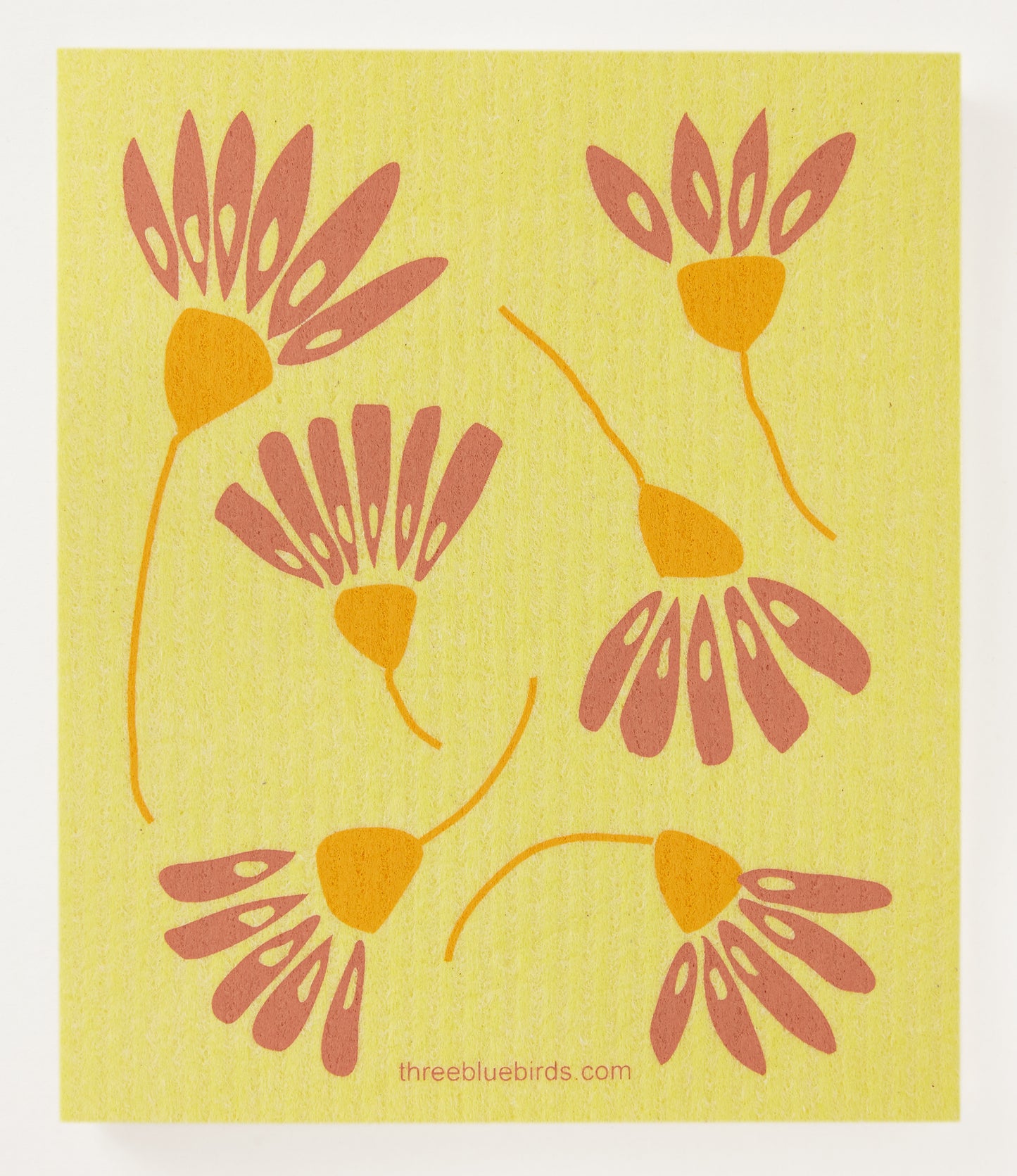 Six Stems on Yellow Swedish Dishcloth