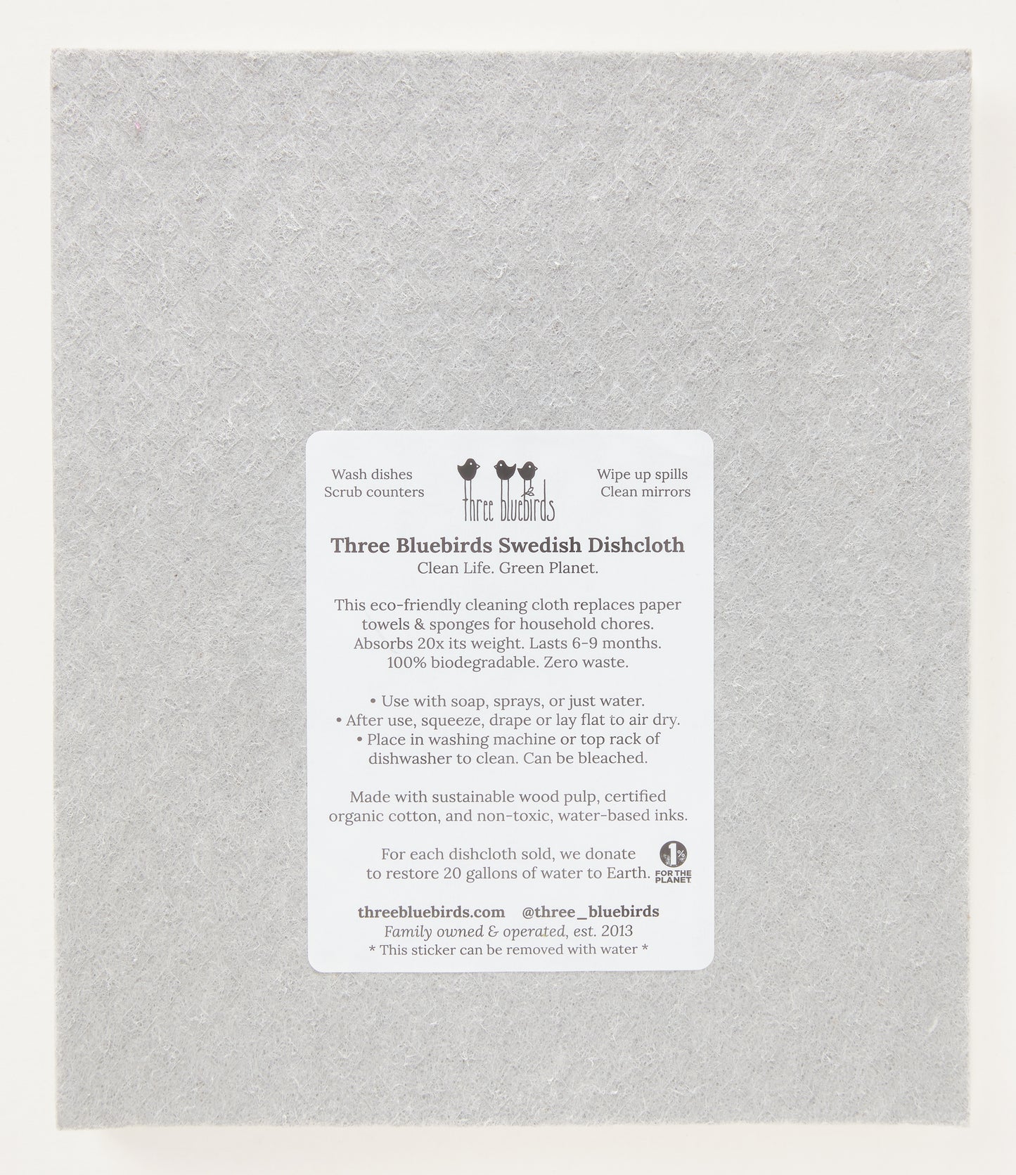Bow Wow on Grey Swedish Dishcloth
