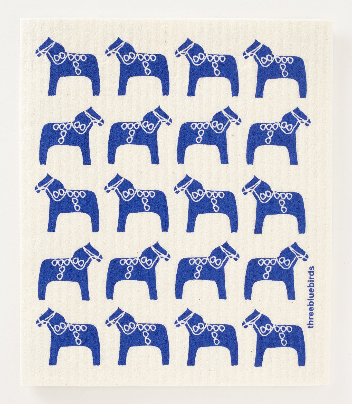 Blue Dala Horse Swedish Dishcloth