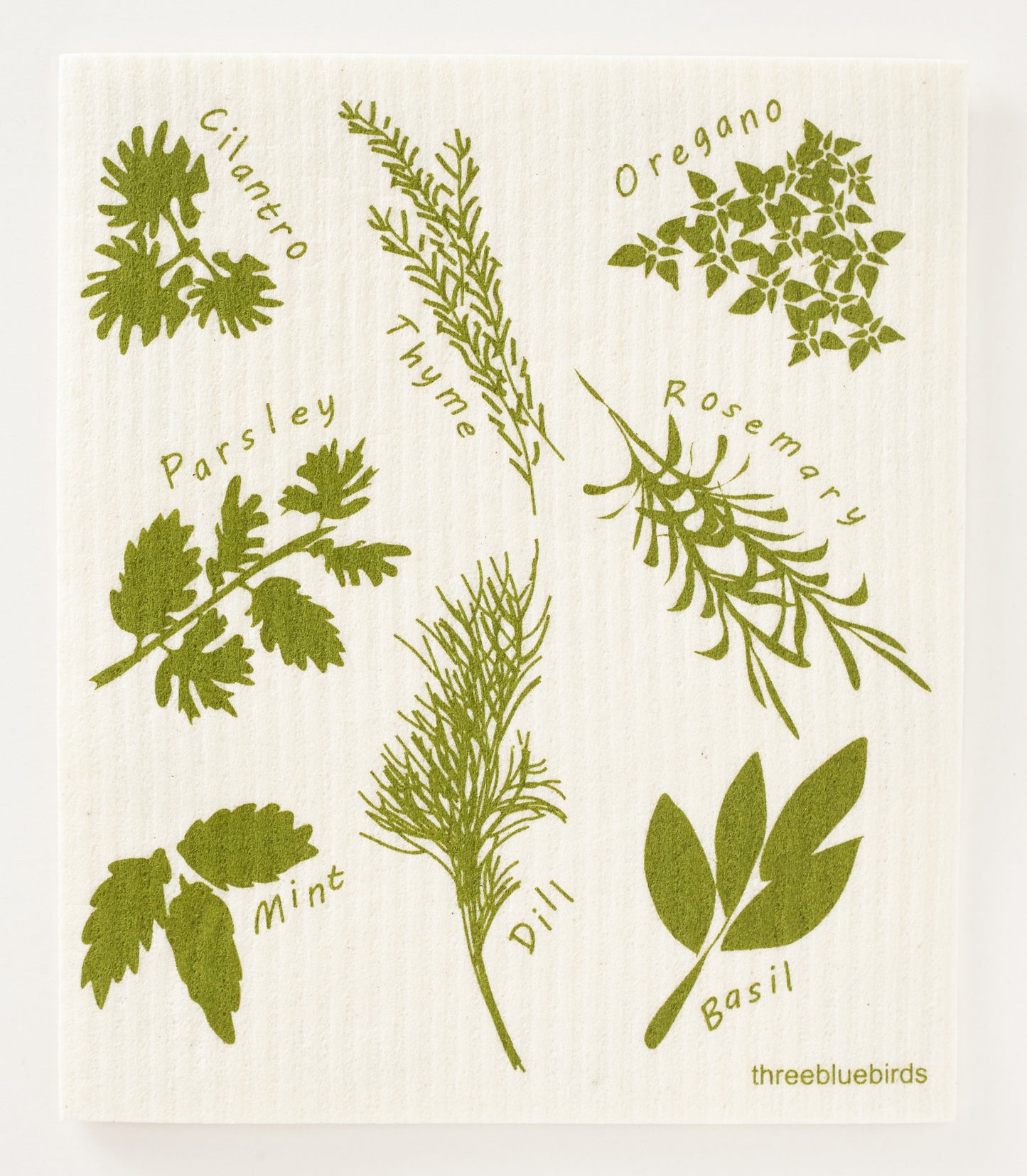 Herbs Swedish Dishcloth by Three Bluebirds