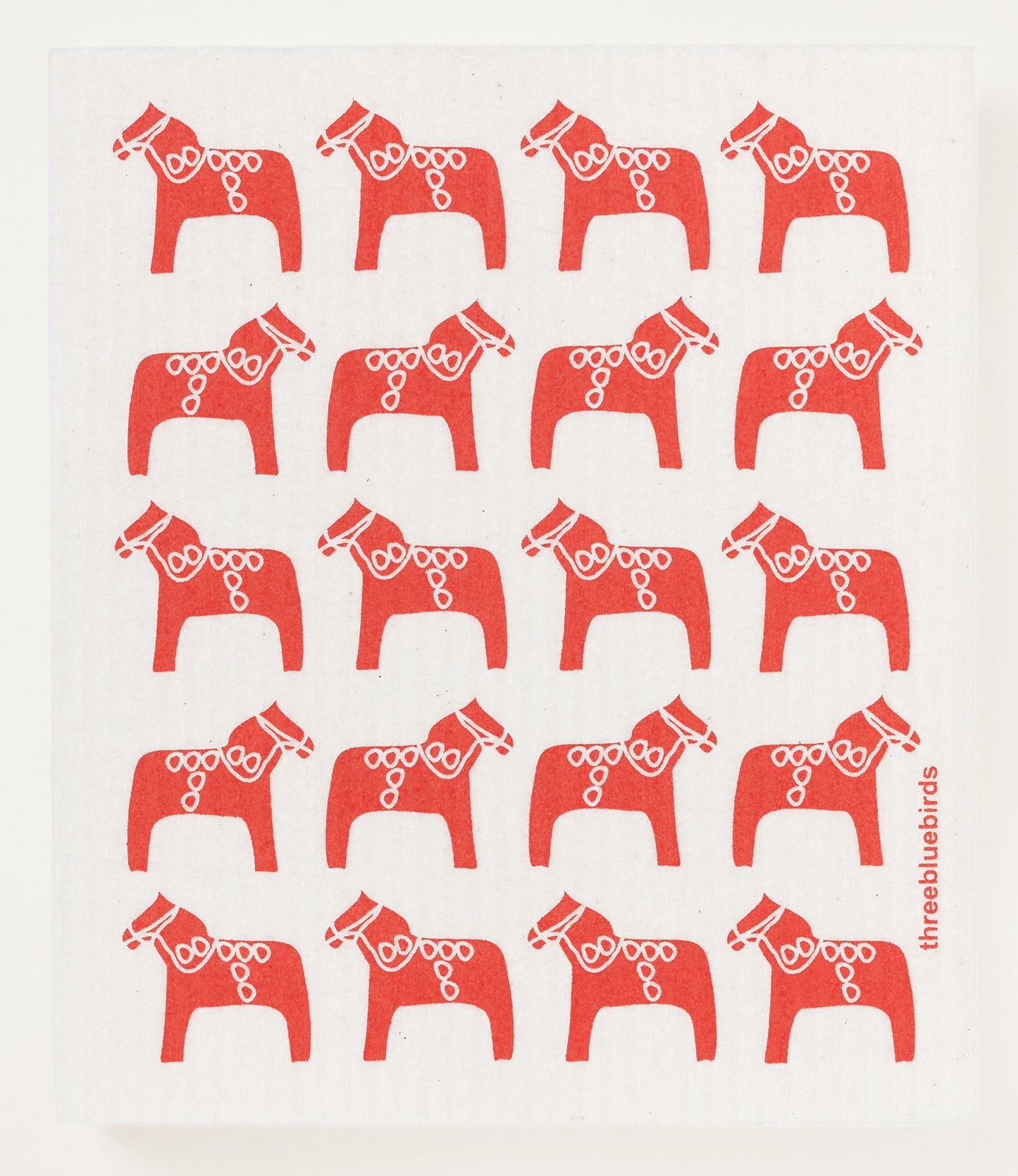 Red Dala Horse Swedish Dishcloth