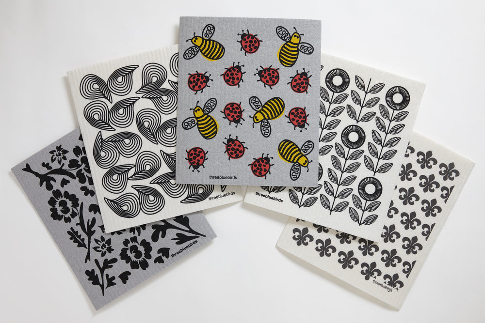 The Bees Knees Bundle (5 Swedish dishcloths)
