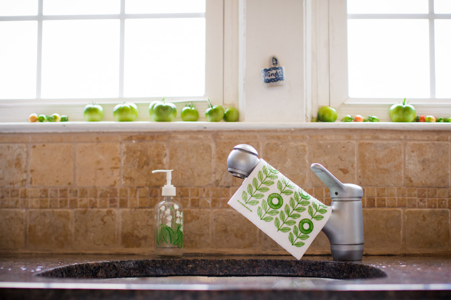 Green Sunflowers Swedish Dishcloth