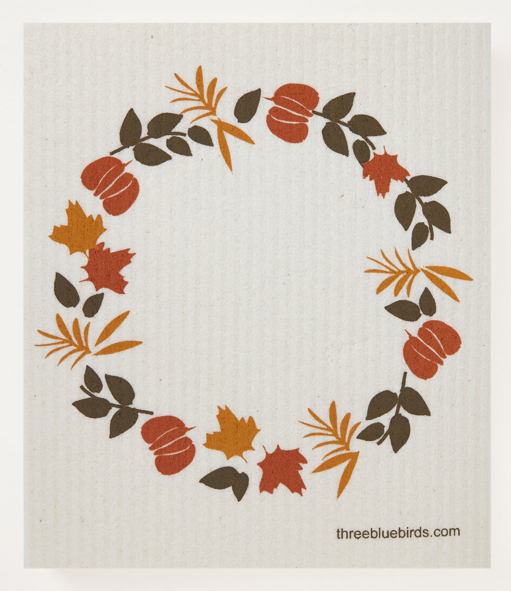 Autumn Wreath Swedish Dishcloth