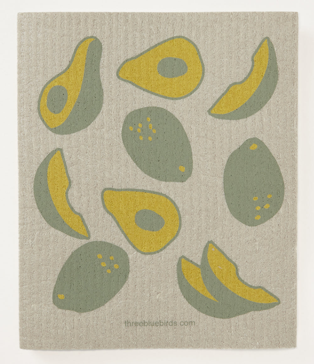 Avocados on Sand Swedish Dishcloth