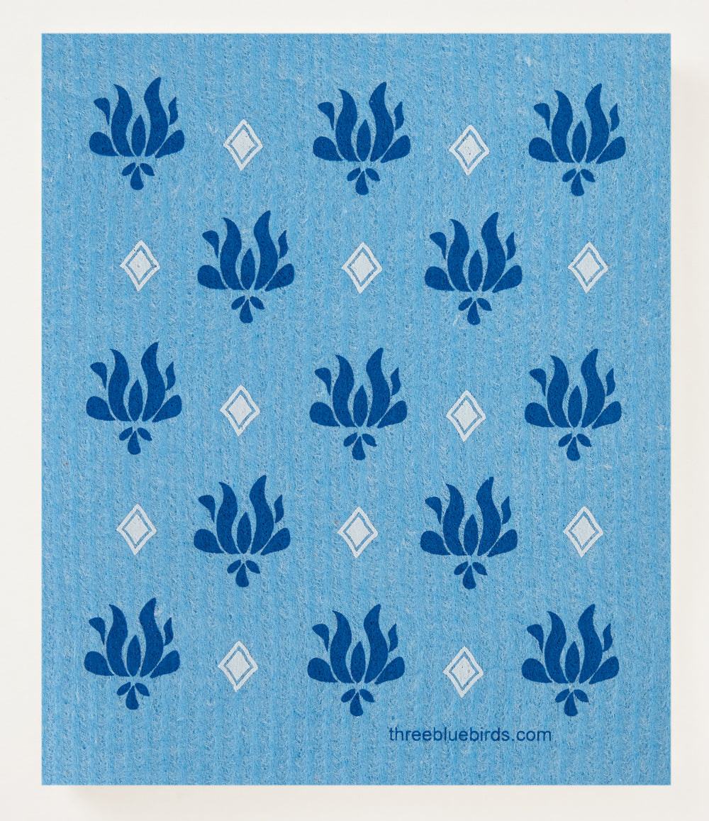 Blue Vibrant Lotus Swedish Dishcloth