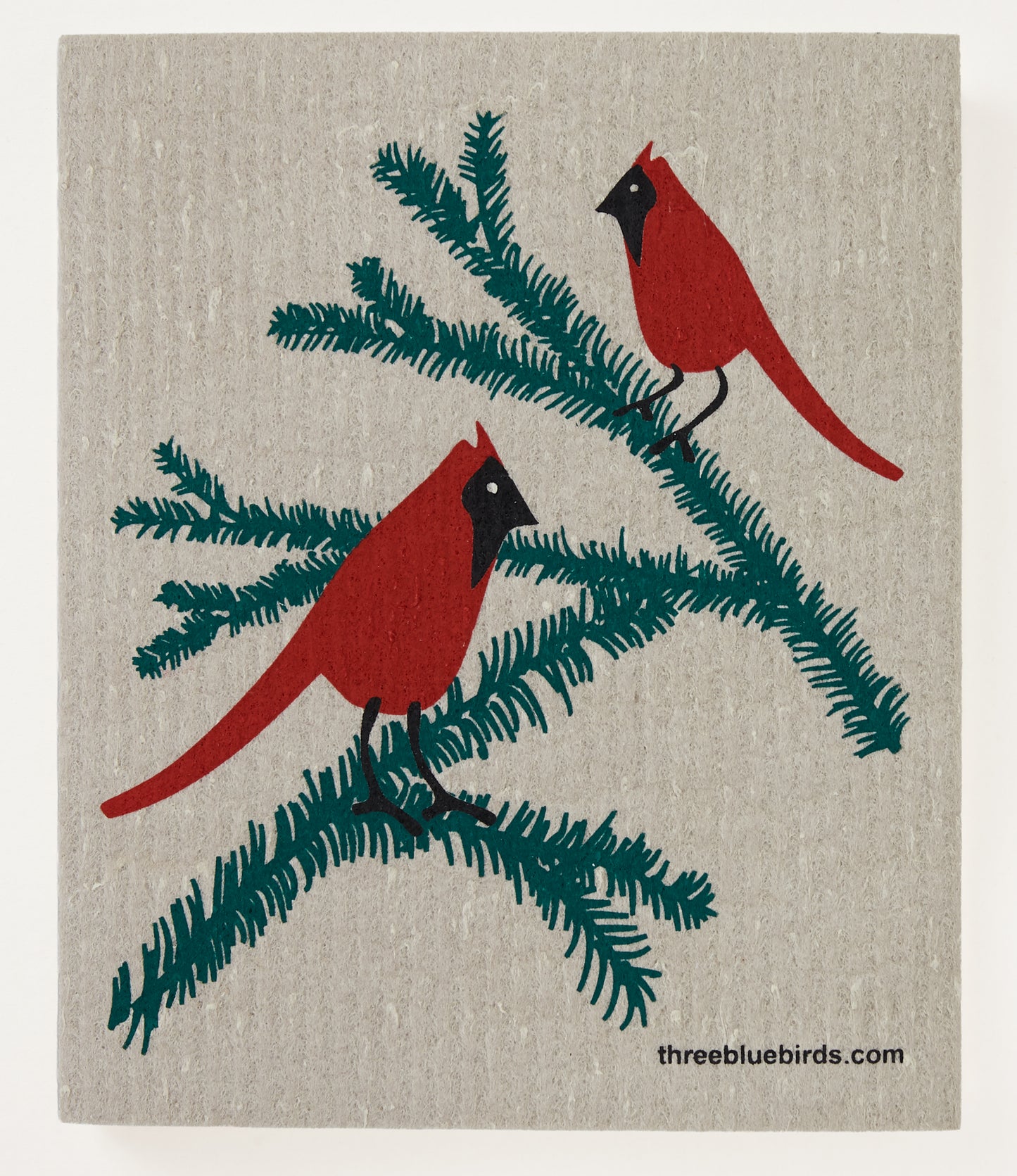 Cardinals on Sand Swedish Dishcloth