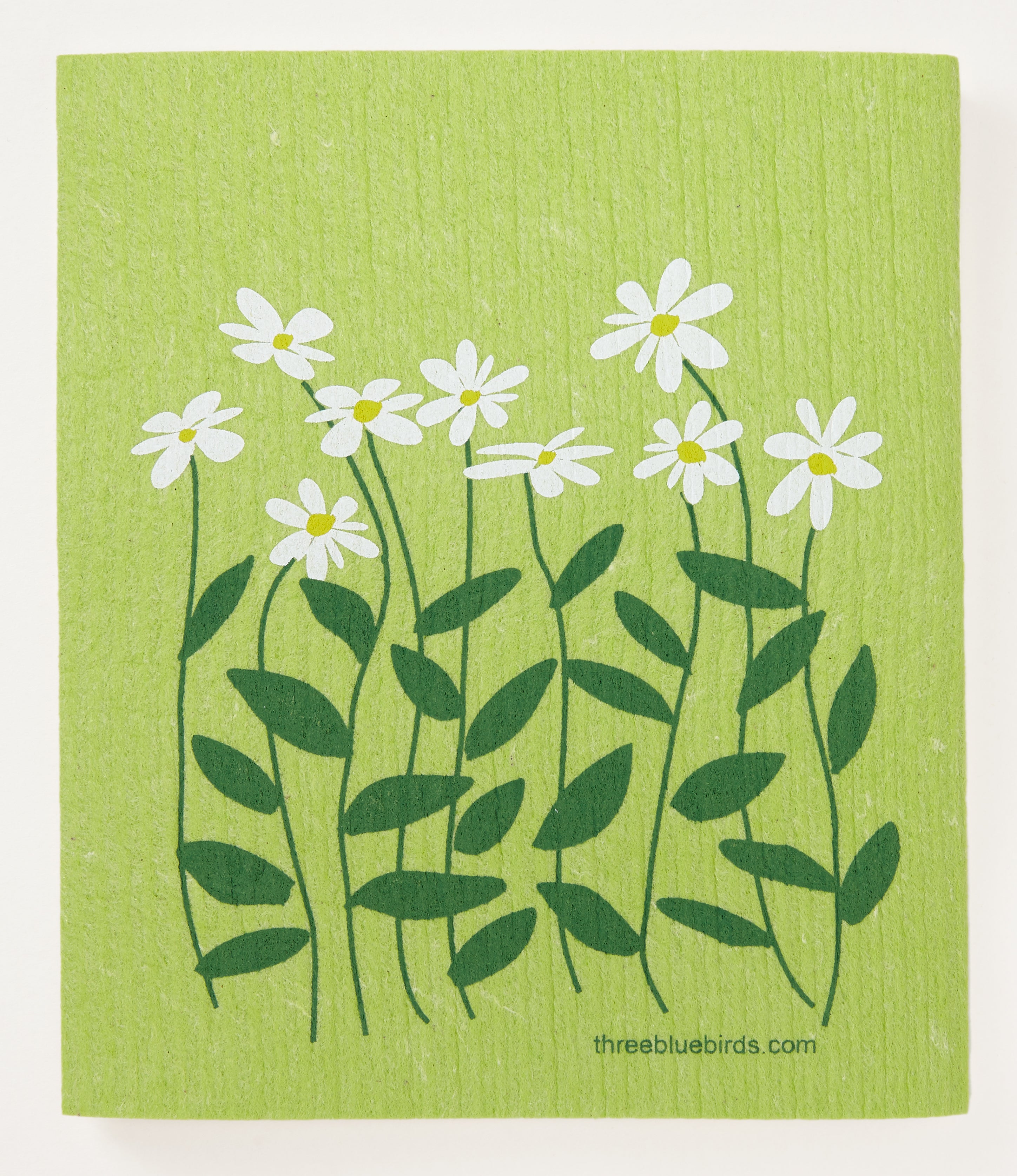 Daisy3様 Daisies on Green Swedish Dishcloth – Three Bluebirds Swedish