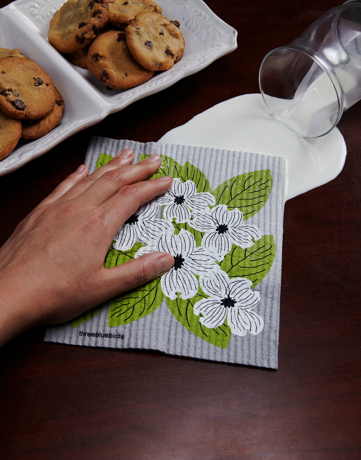 
                  
                    Dogwood on Grey Swedish Dishcloth
                  
                