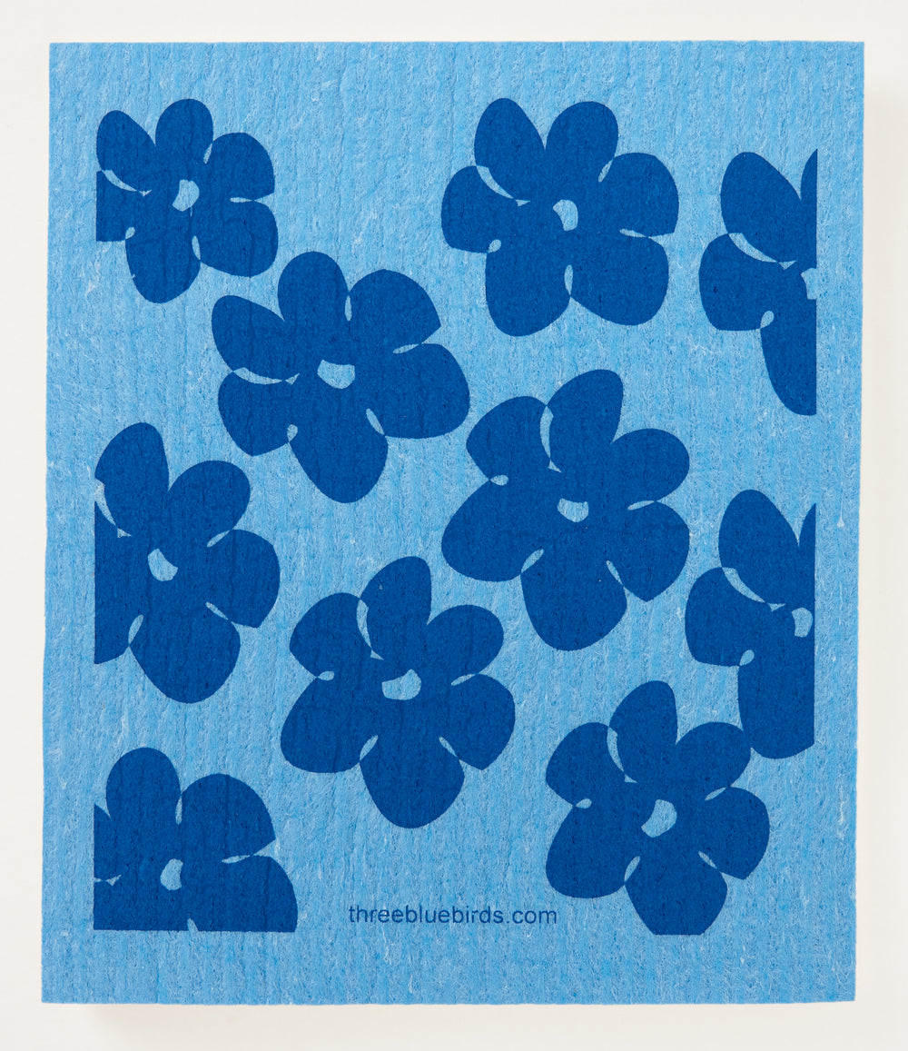 Blue Flower Power Swedish Dishcloth