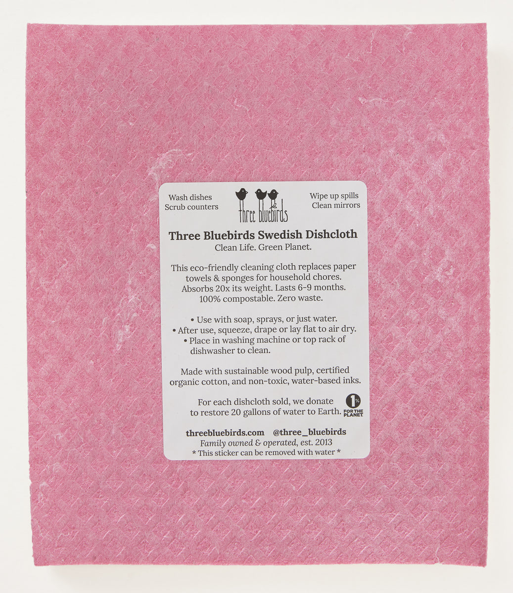 Pandas on Pink Swedish Dishcloth – Three Bluebirds Swedish Dishcloths