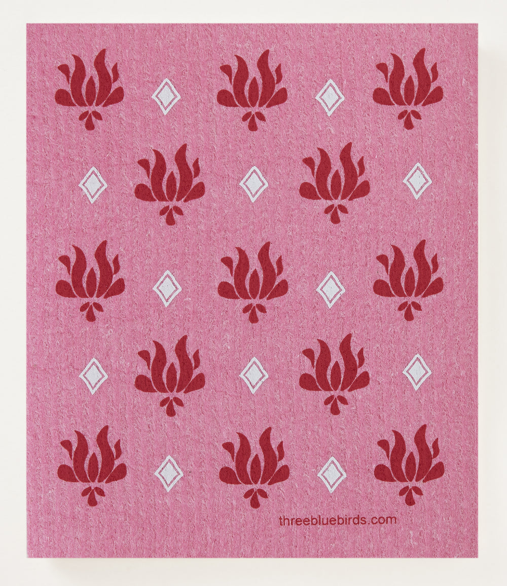 Pink Vibrant Lotus Swedish Dishcloth