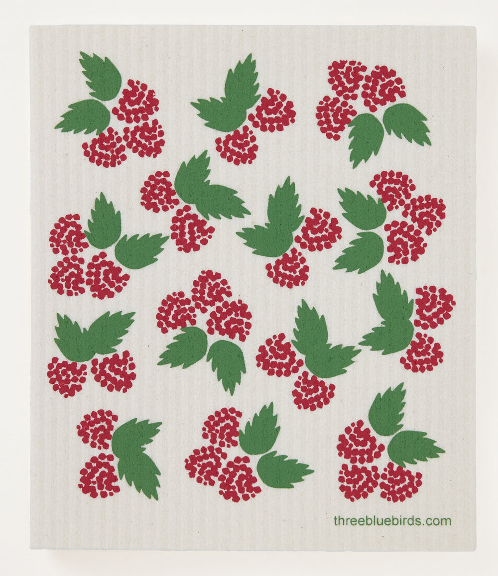 Raspberries Swedish Dishcloth – Three Bluebirds Swedish Dishcloths