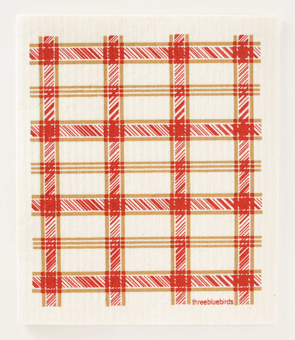 Red Plaid Swedish Dishcloth