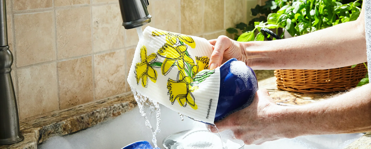 Sunflowers Swedish Dishcloth – Three Bluebirds Swedish Dishcloths