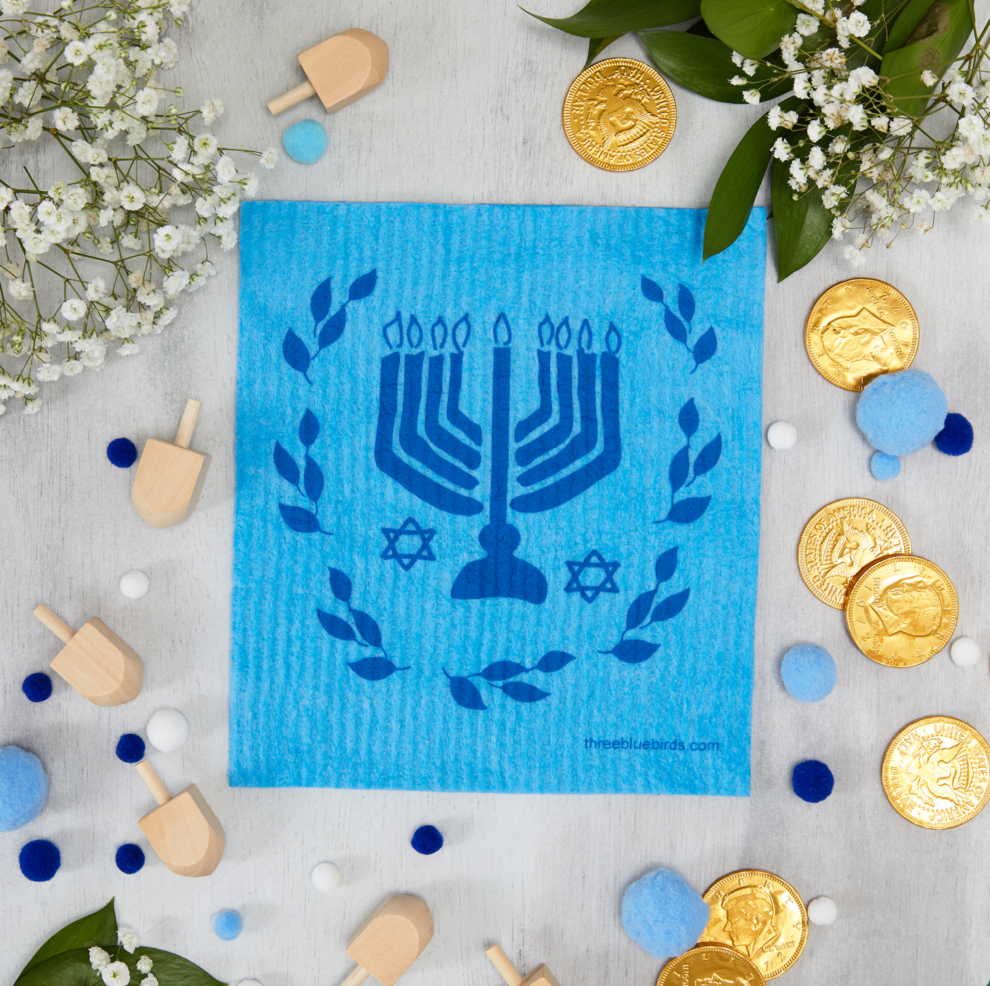 
                  
                    Hanukkah on Blue Swedish Dishcloth
                  
                