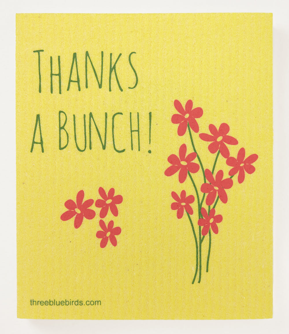 Thanks a Bunch! on Yellow Swedish Dishcloth