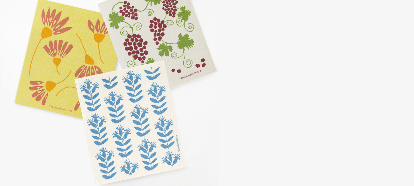 Three Bluebirds Swedish Dishcloths