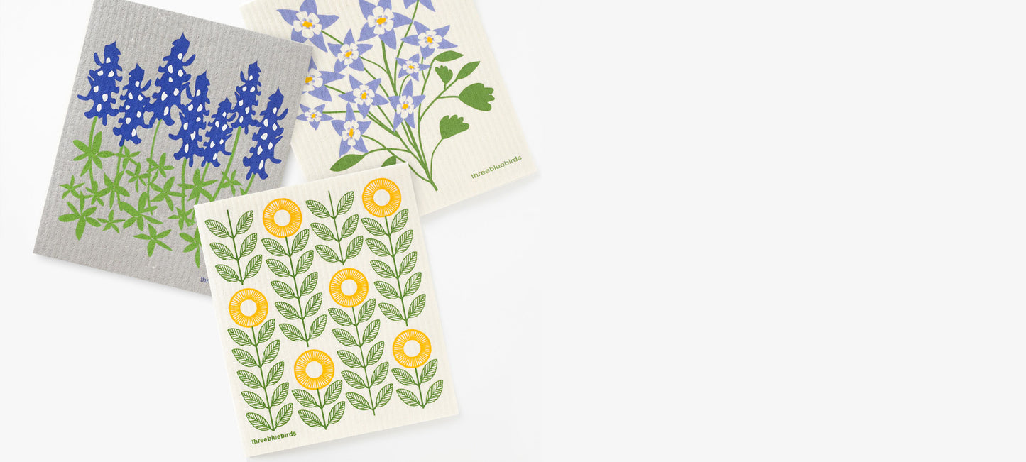 Three Bluebirds Swedish Dishcloths