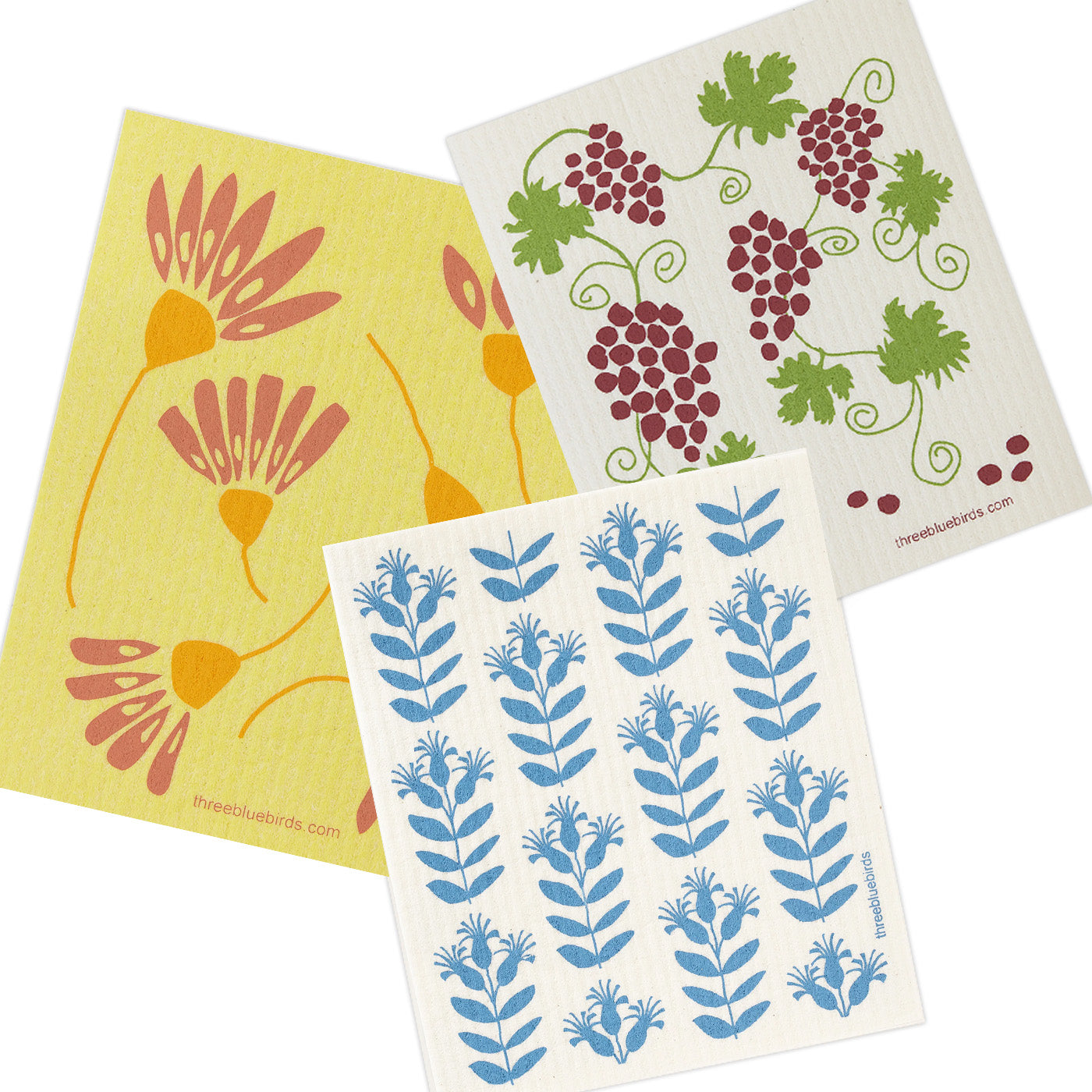 Three Bluebirds Swedish Dishcloths