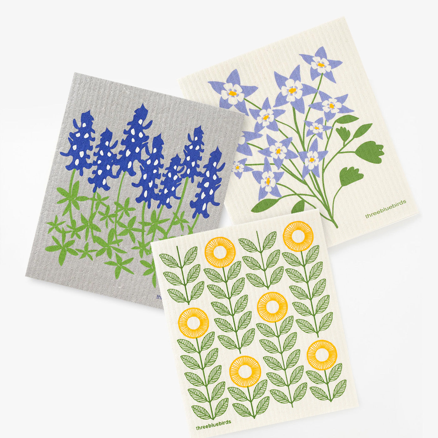 Three Bluebirds Swedish Dishcloths