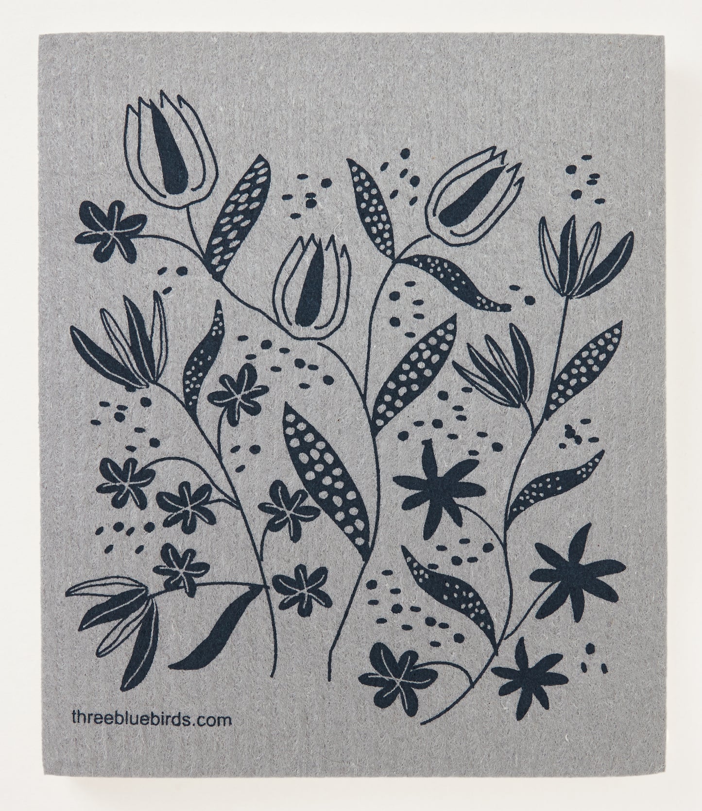Wildflowers on Grey Swedish Dishcloth