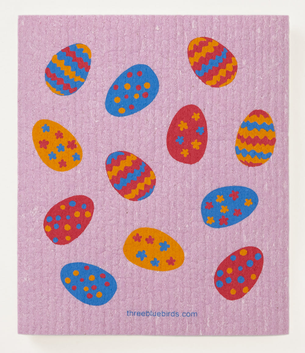 Easter Eggs on Rose Swedish Dishcloth