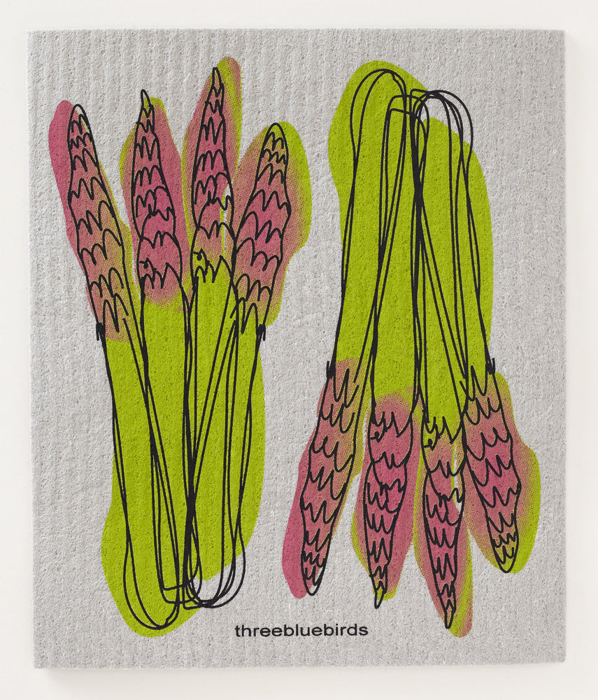 Asparagus on Grey Swedish Dishcloth
