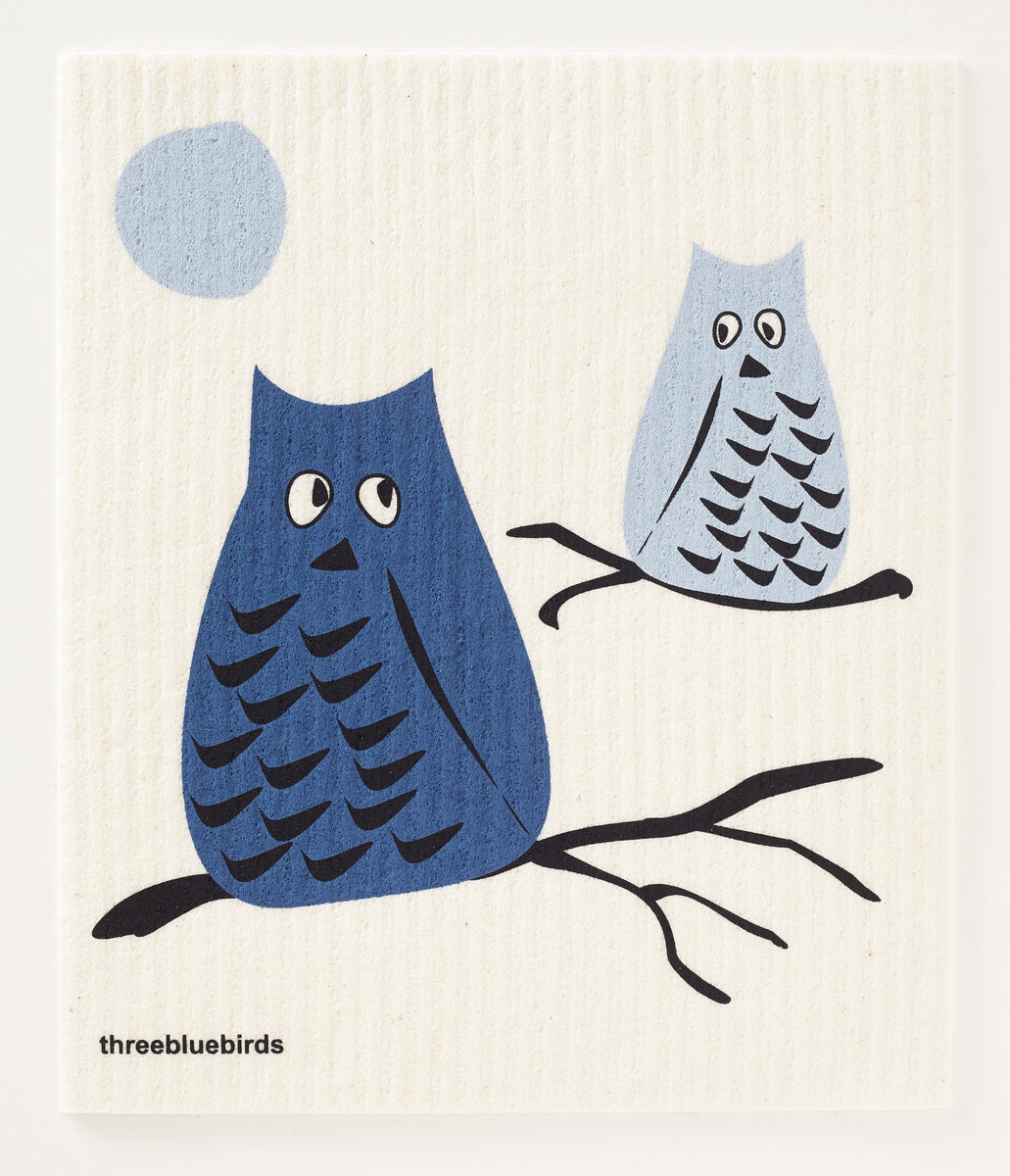 Blue Whoo? Swedish Dishcloth
