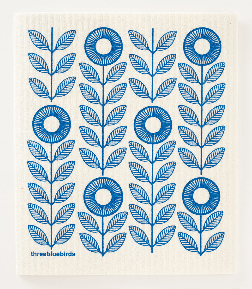 Blue Sunflowers Swedish Dishcloth