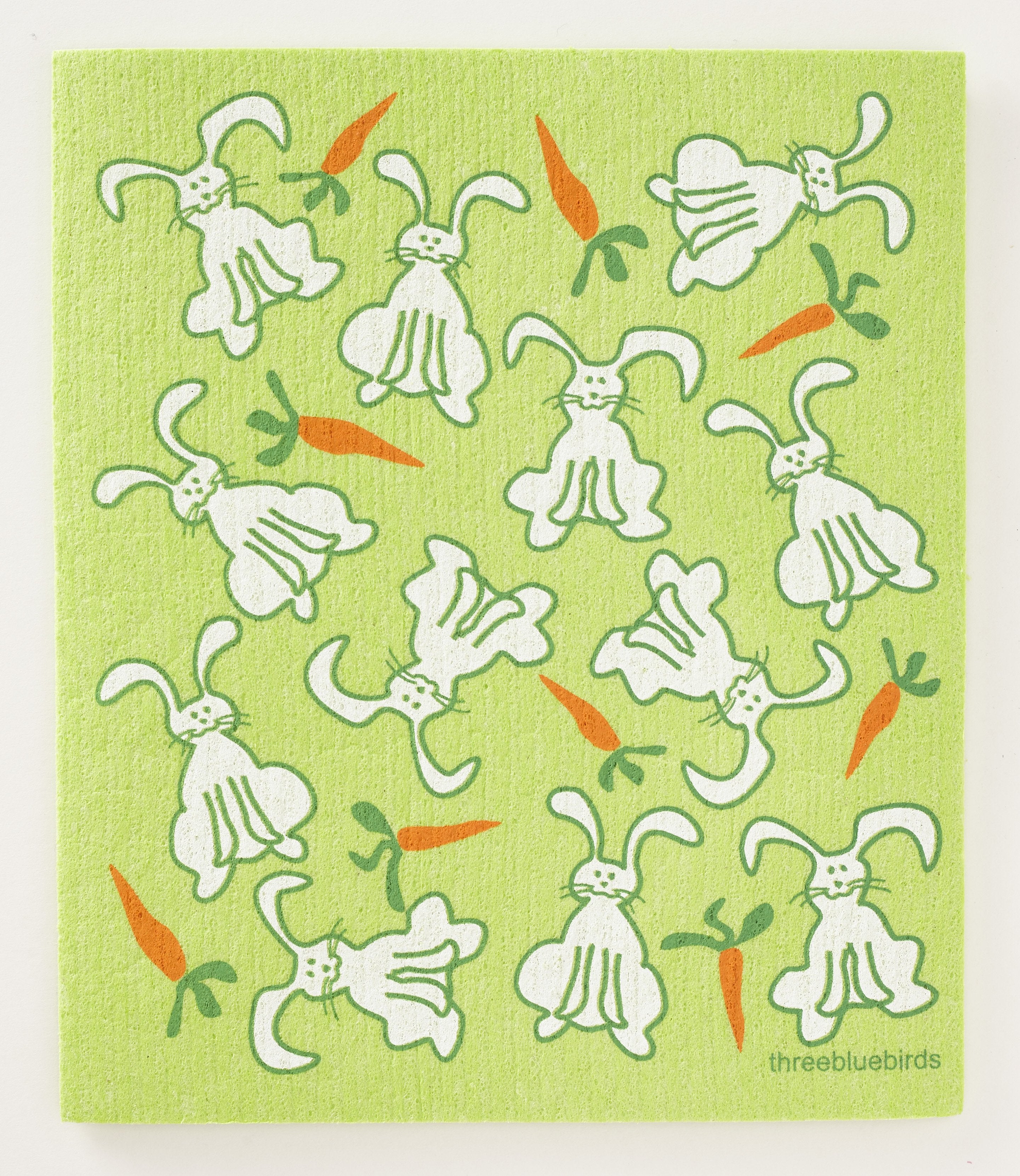 Swedish Dishcloth - Red Bunny & Bird