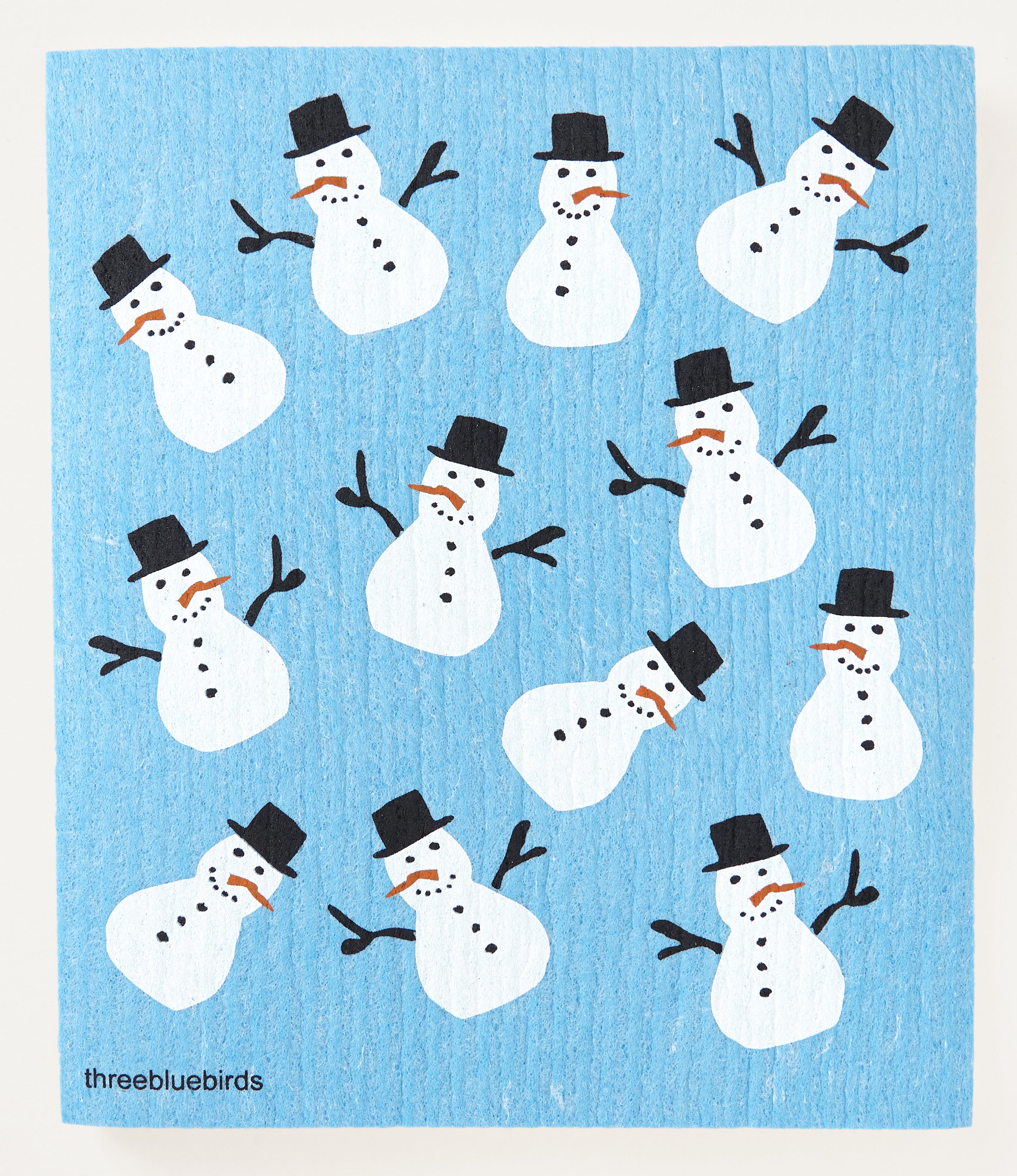 Frosty Friends on Blue Swedish Dishcloth