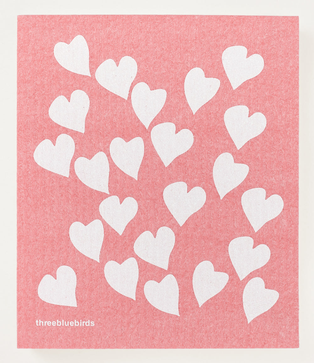 Love Ya! on Pink Swedish Dishcloth